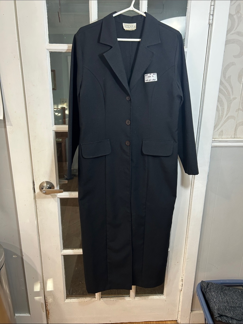 E25     Black Maxi Button Front Blazer